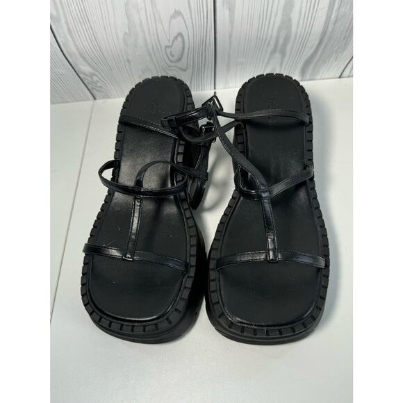 NEW Forever 21 Caged Block Platform Black Summer Sandal Size 7.5 - Picture 3 of 8